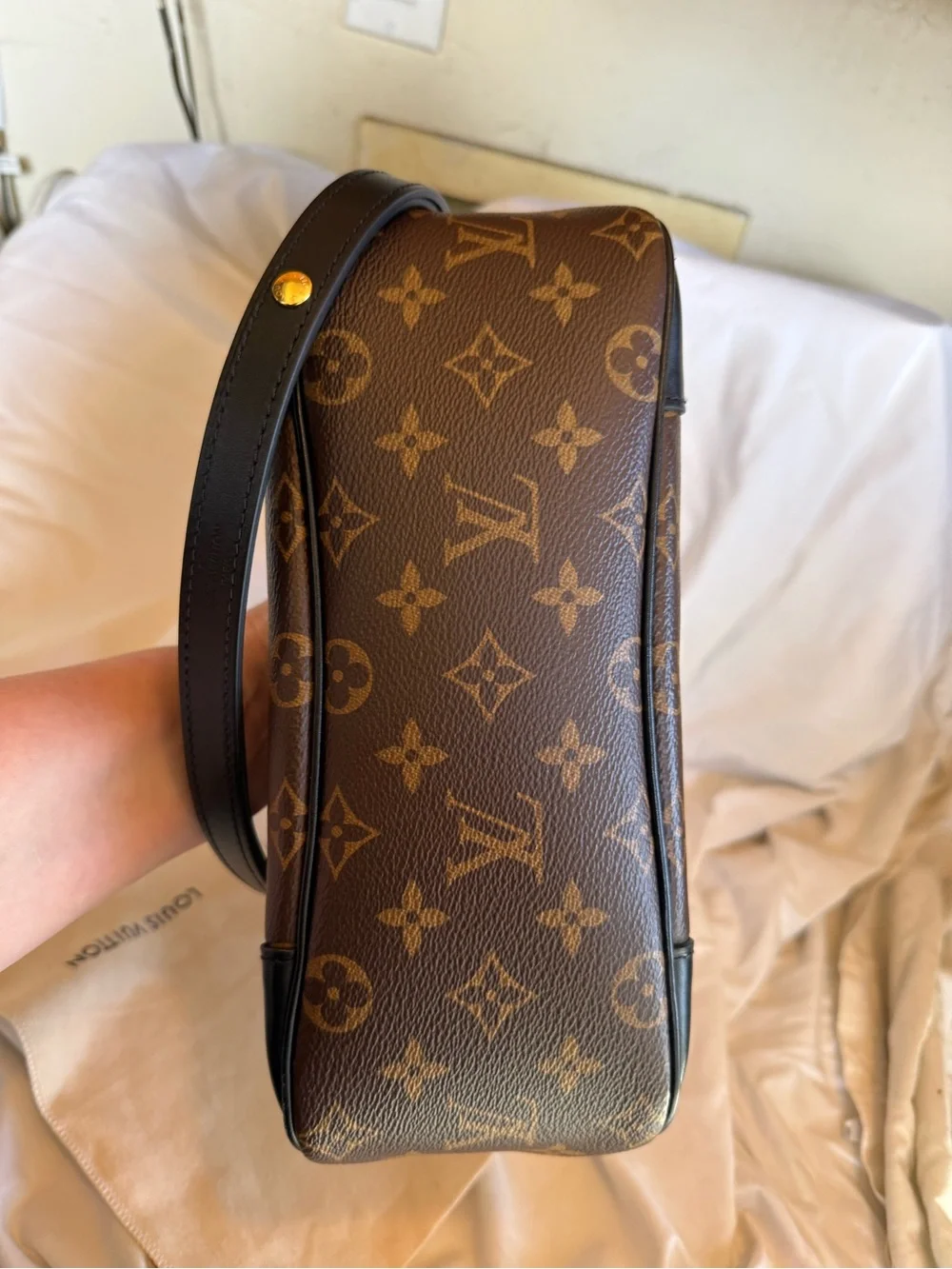 Louis Vuitton Brown Monogram Boulogne PM Shoulder Bag with Black Trim